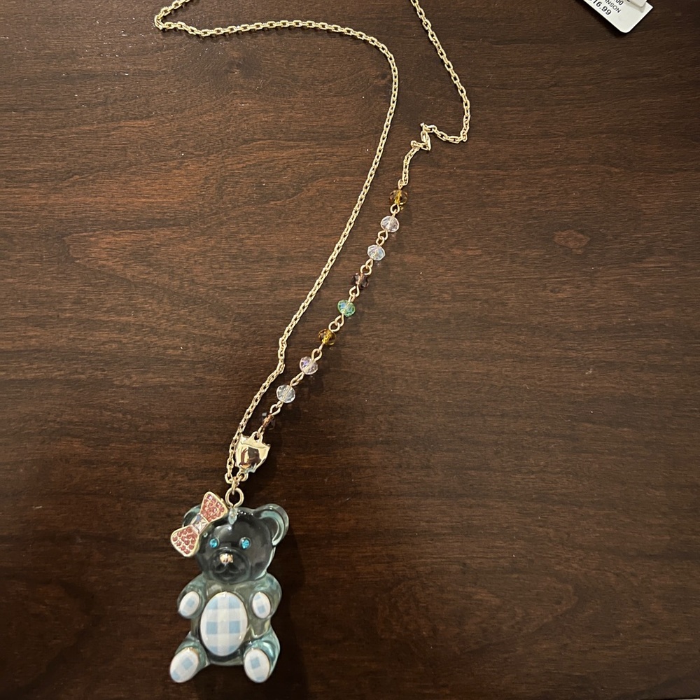 Betsey Johnson Blue Teddy Bear necklace
